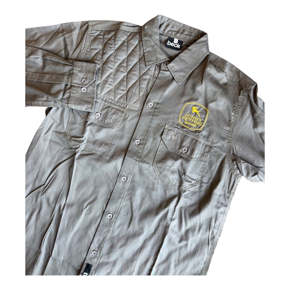 Beck Jonny Fetting Safaris Olive Cotton Quilted Shoulder Field Shirt Mens L